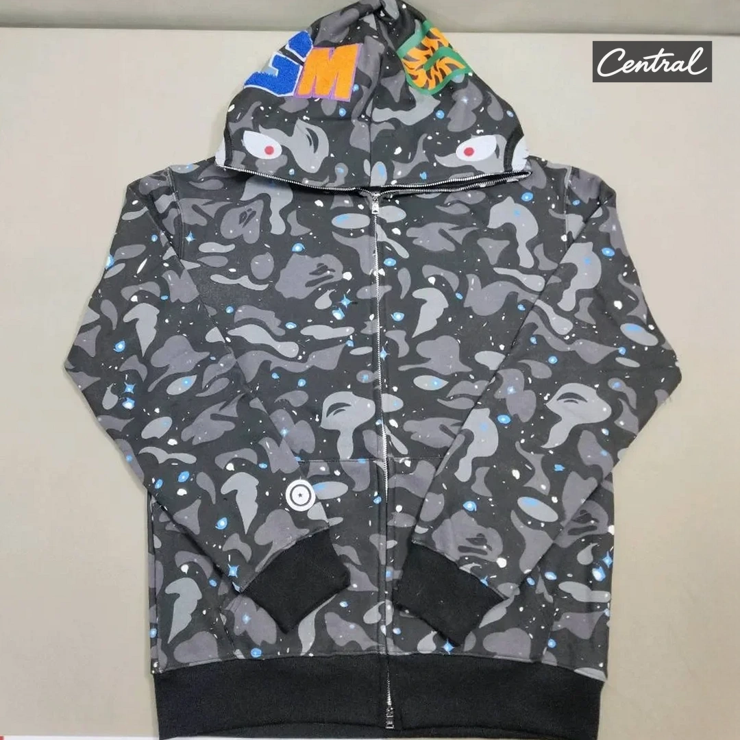 BAPE Full Zip Hoodie - starry sky black single cap
