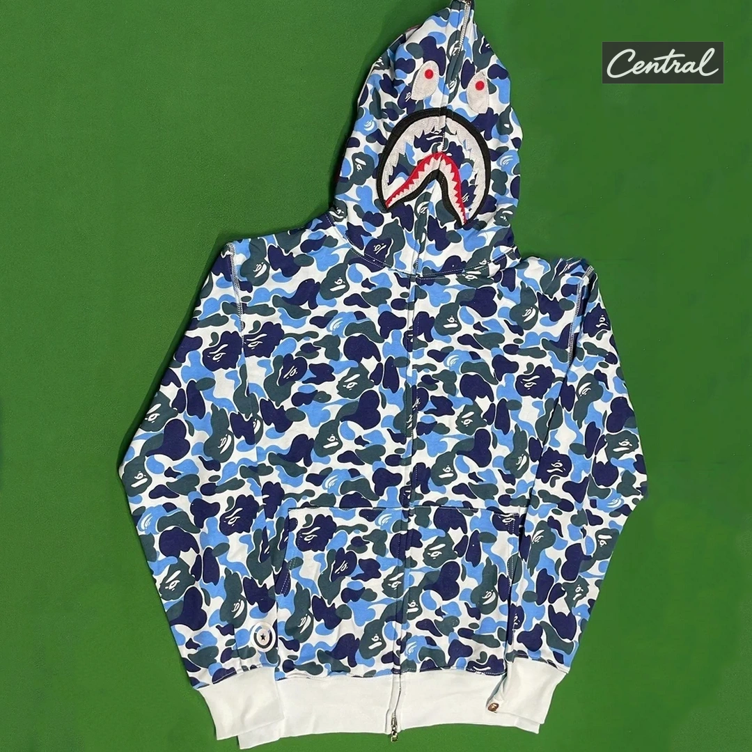 BAPE Full Zip Hoodie - camouflage blue single hat