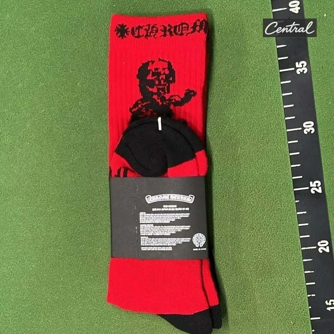 Chrome Hearts Socks - Red Skeleton