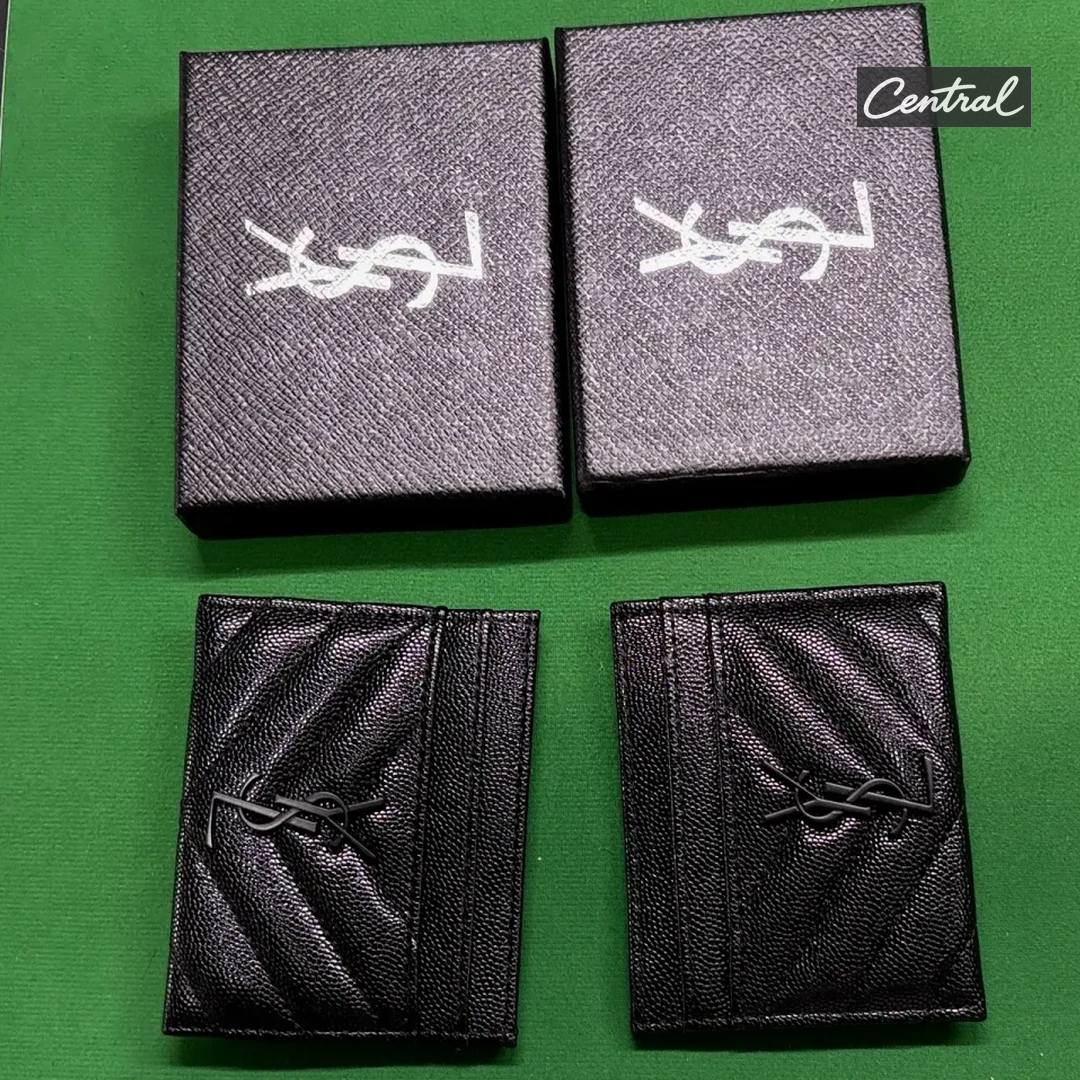 Saint Laurent Monogram Quilted Card Holder - Black