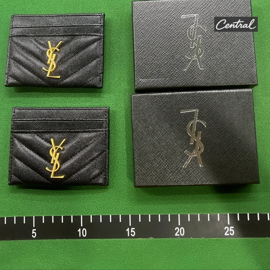 Saint Laurent Monogram Quilted Card Holder - Black Gold
