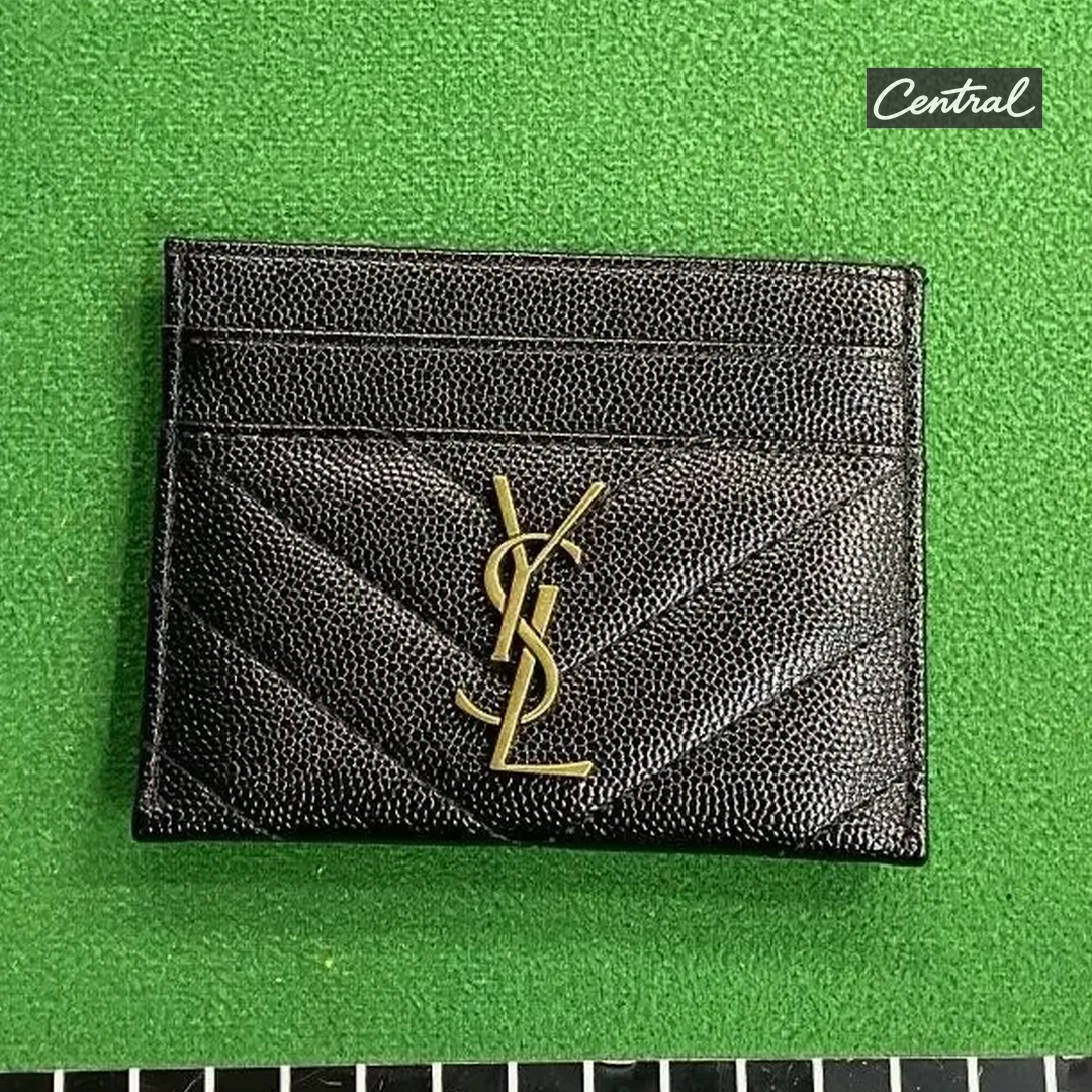 Saint Laurent Monogram Quilted Card Holder - Black Bronze