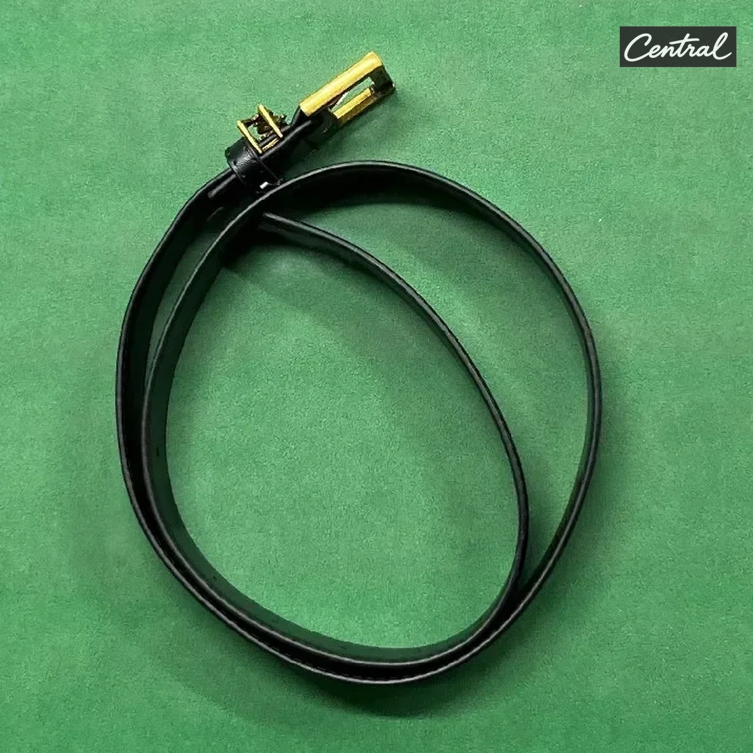 Saint Laurent Cassandre Belt - Black gold buckle