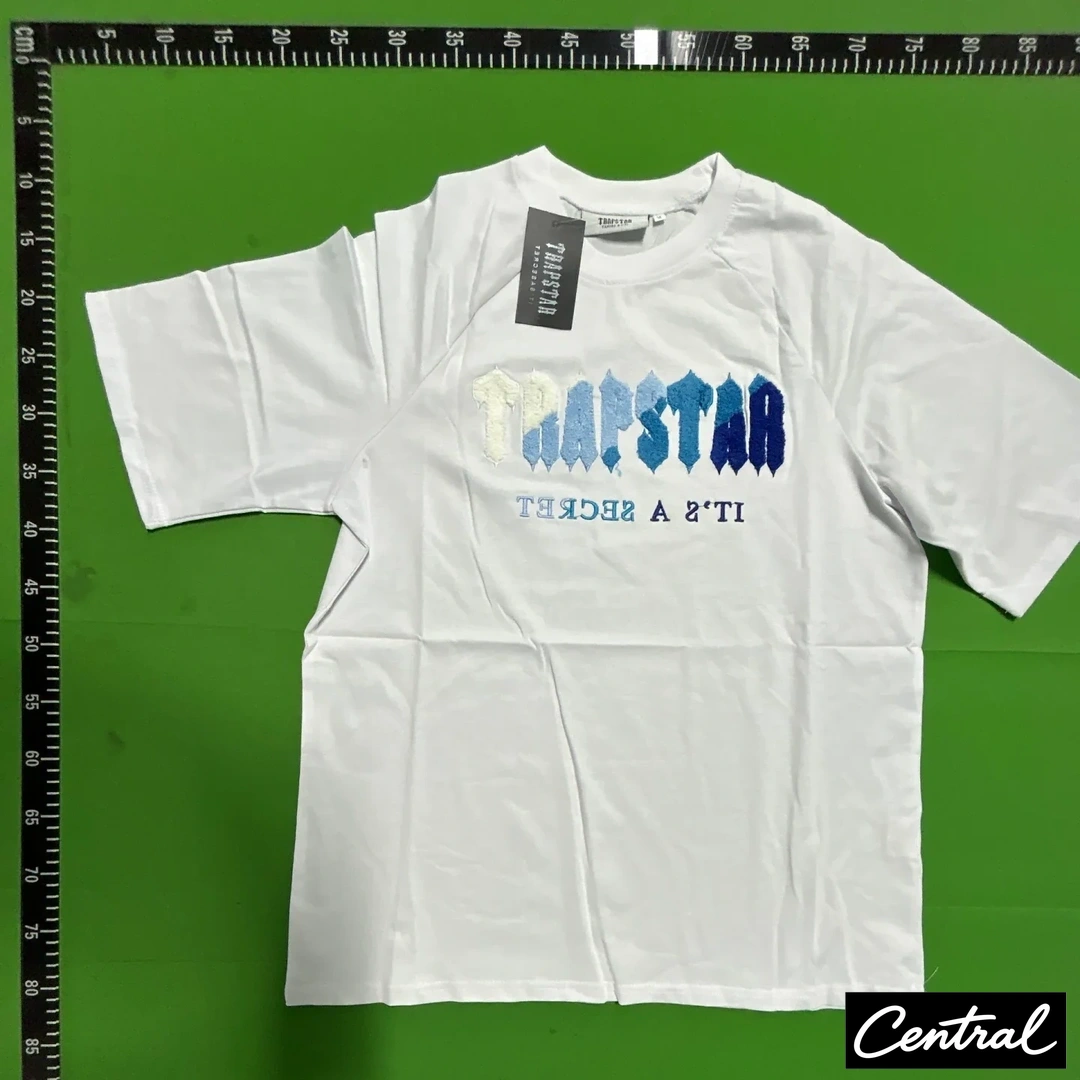 Trapstar Chenille Decoded Tshirt Short Set - White/Blue