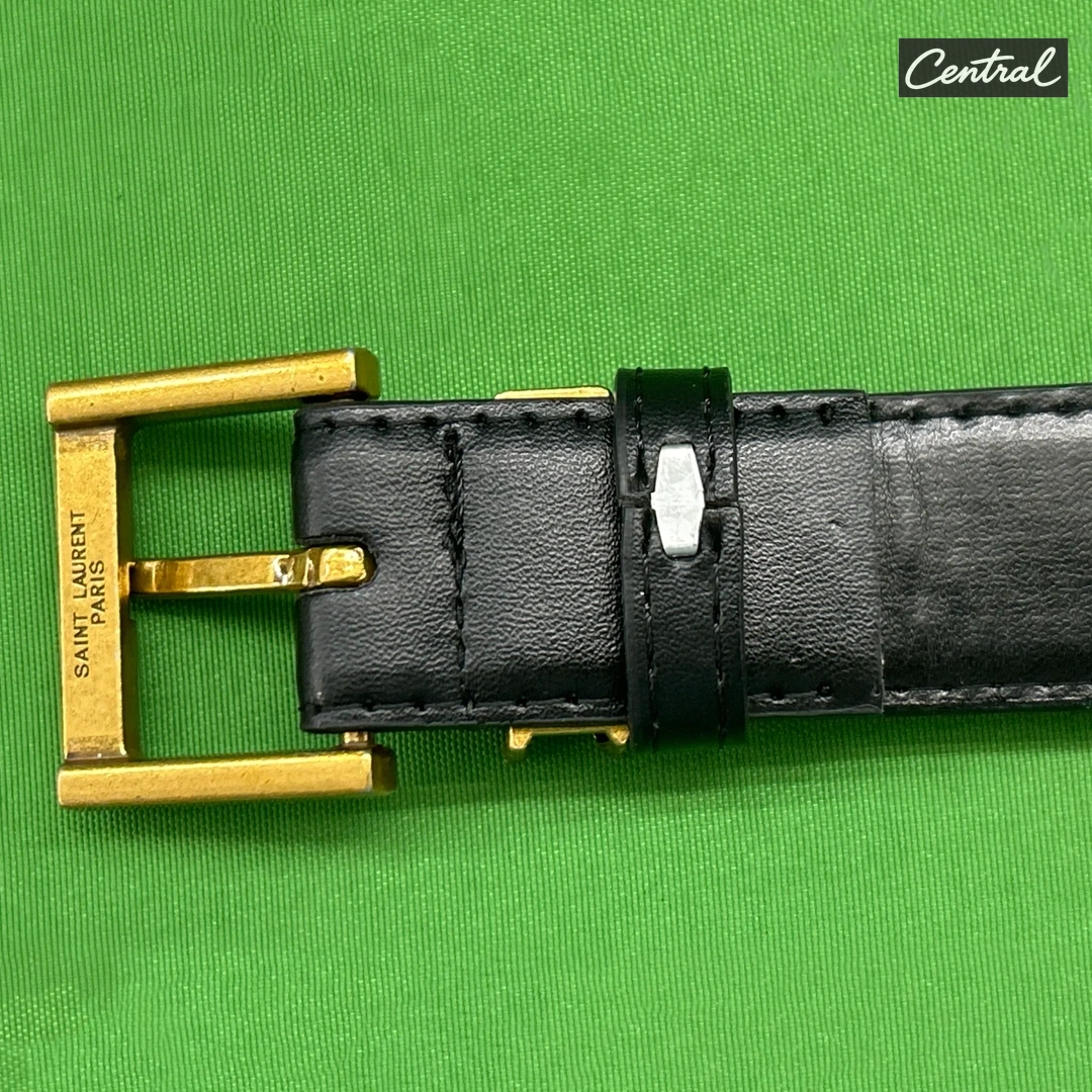 Saint Laurent Cassandre Belt - Black gold buckle