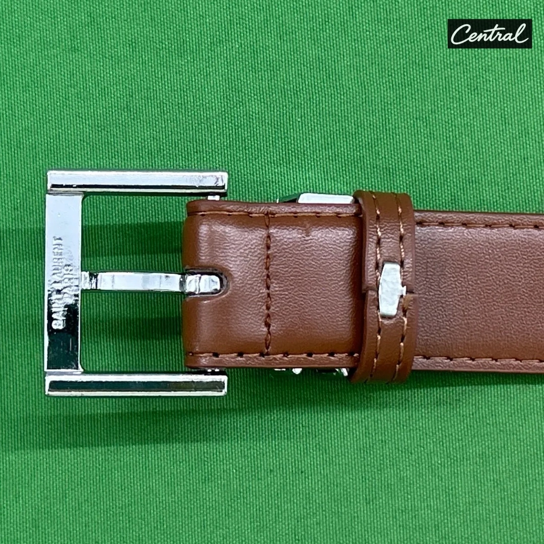 Saint Laurent Cassandre Belt - Caramel color silver buckle