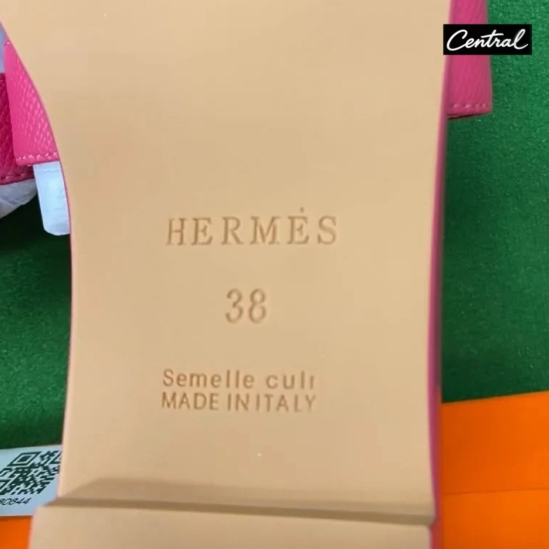 Hermès Oran Sandal - Palm lines rose red