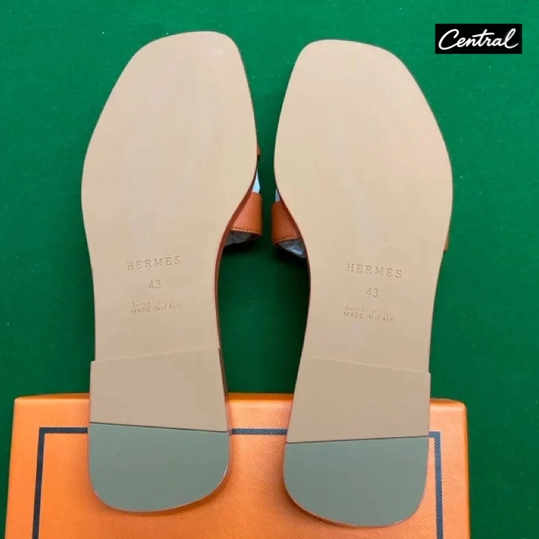 Hermès Oran Sandal - Palm print orange