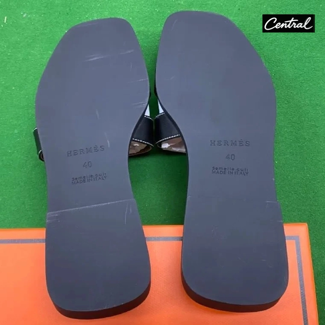 Hermès Oran Sandal - Sheep pattern classic black
