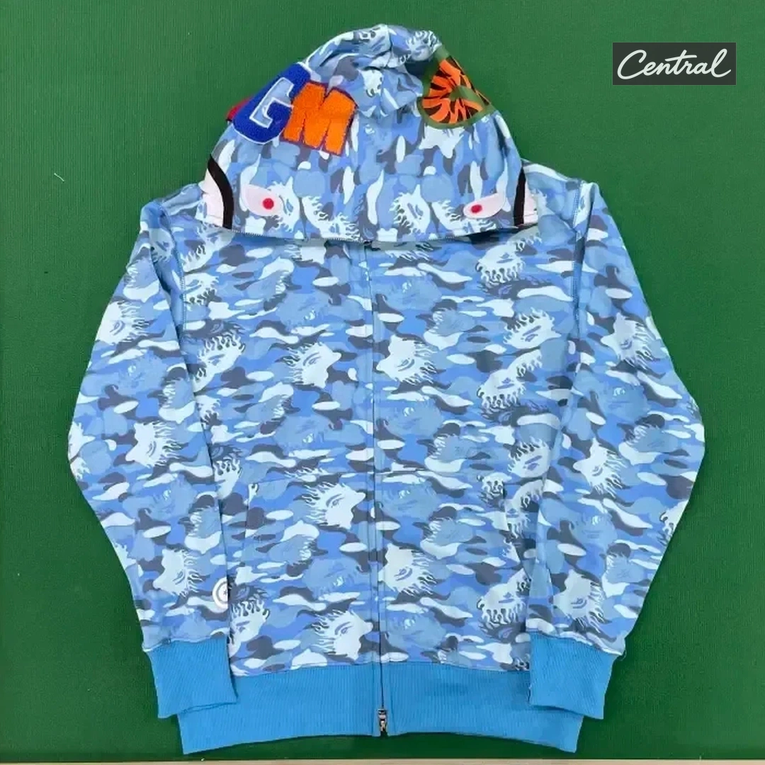 BAPE Full Zip Hoodie - flame blue