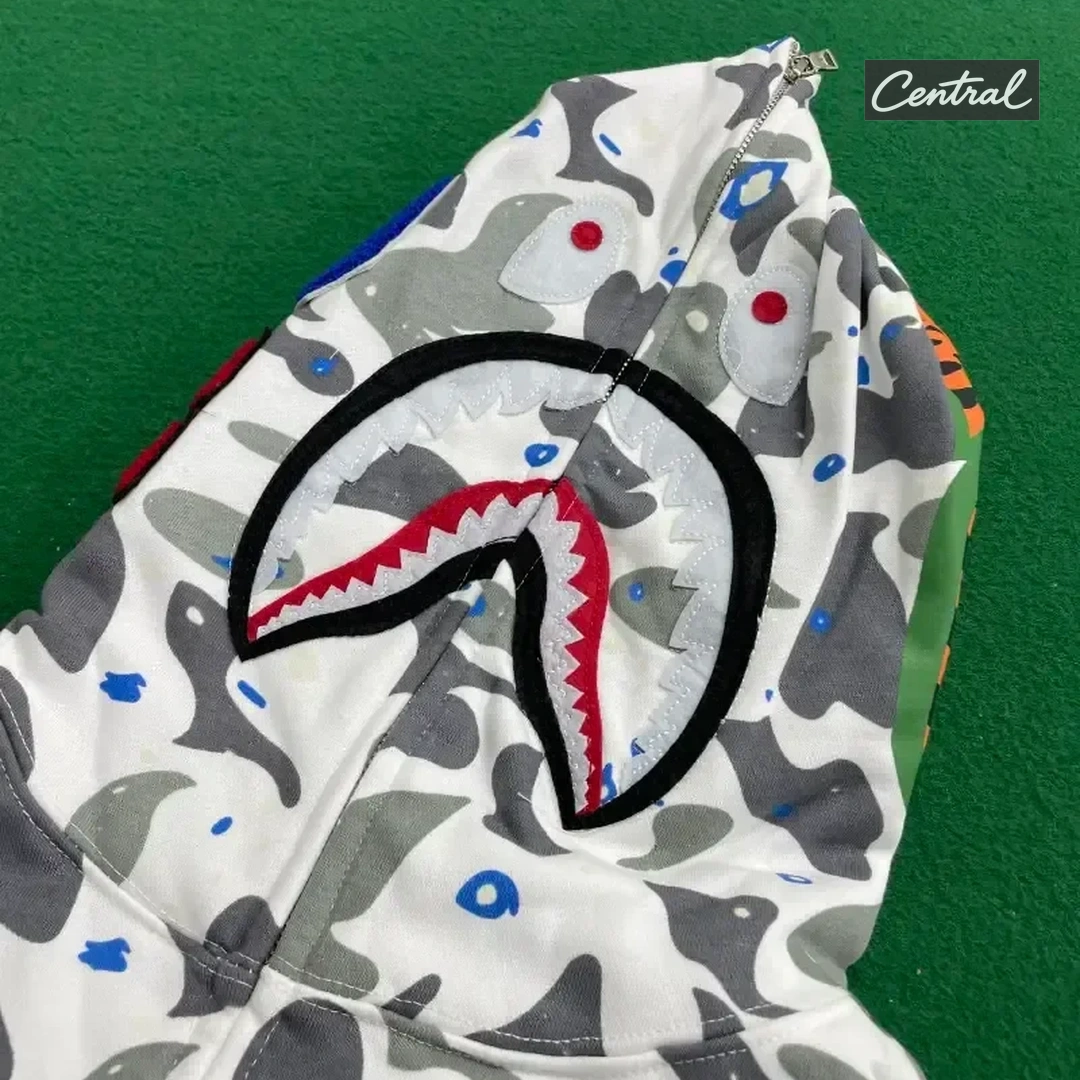 BAPE Full Zip Hoodie - star blank white single cap
