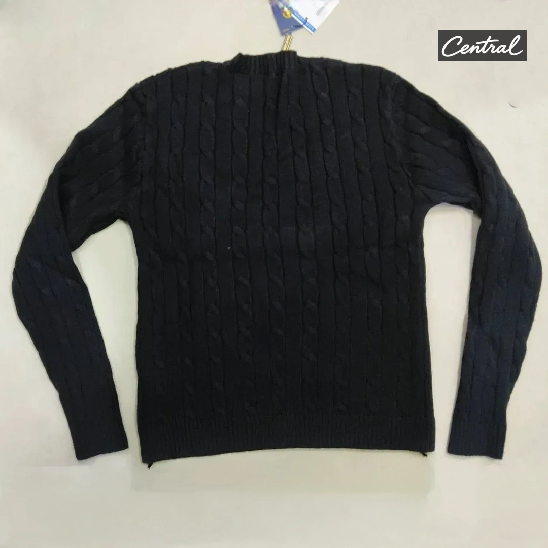 Ralph Lauren Cable Knit V-Neck Sweater - Black Women