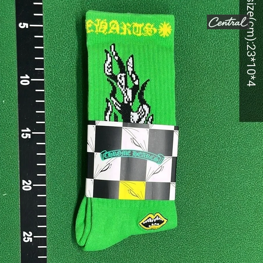 Chrome Hearts Socks - Green Flame