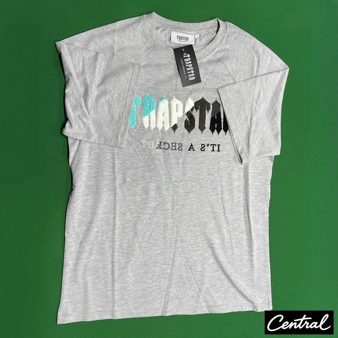 Trapstar Chenille Decoded Tshirt Short Set - Gray/Blue