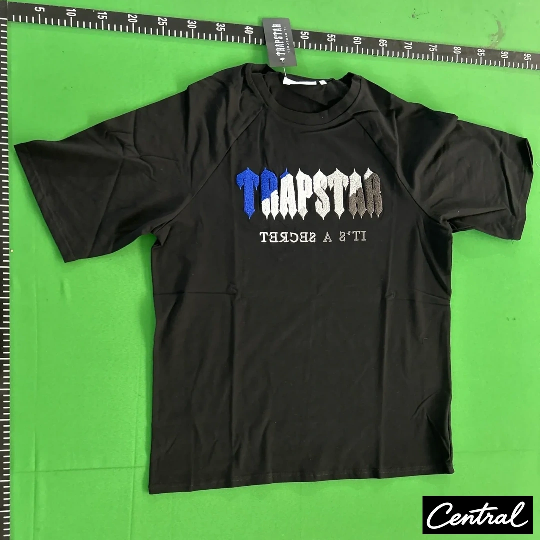 Trapstar Chenille Decoded Tshirt Short Set - Black/Blue