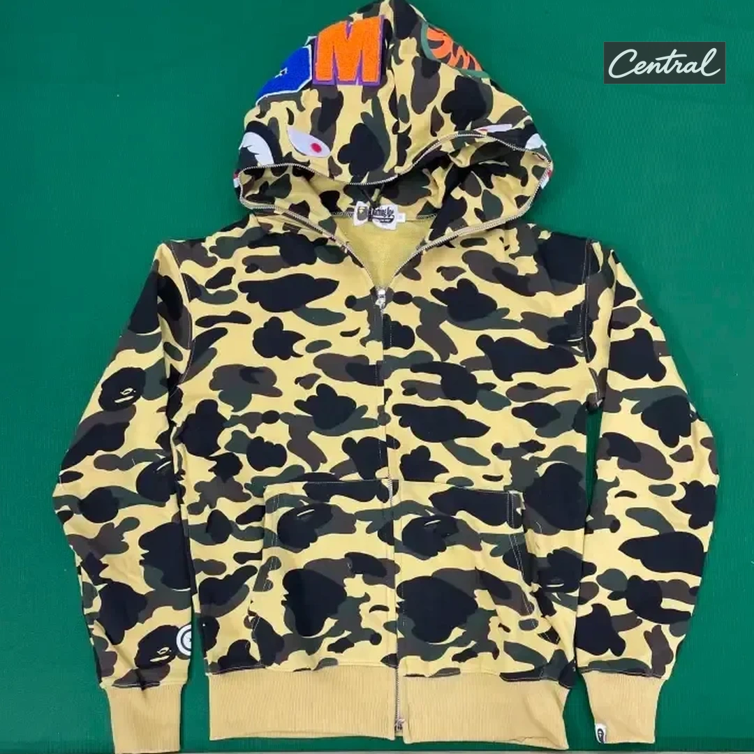 BAPE Full Zip Hoodie - Yellow single cap