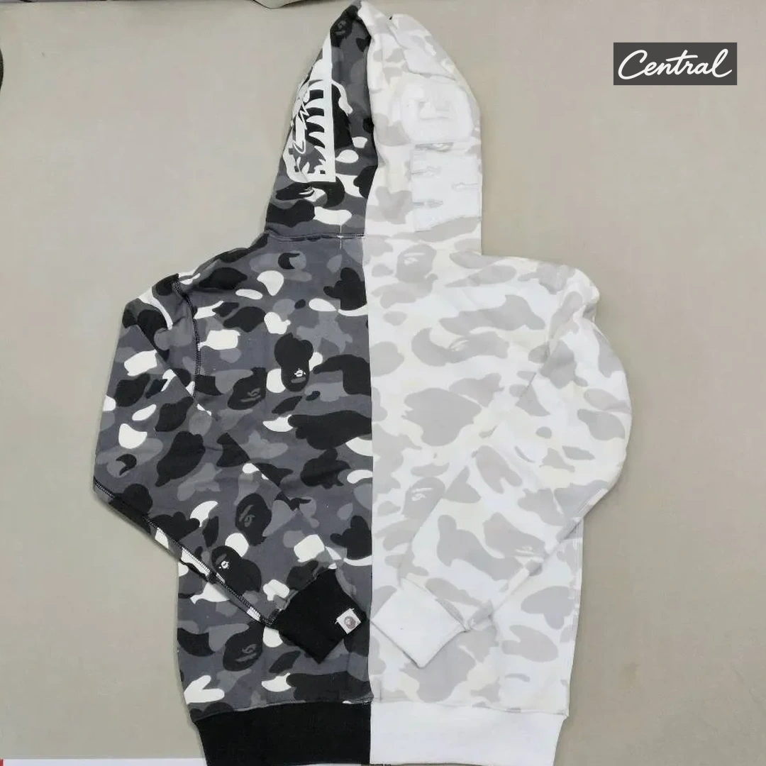 BAPE Full Zip Hoodie - White and Black