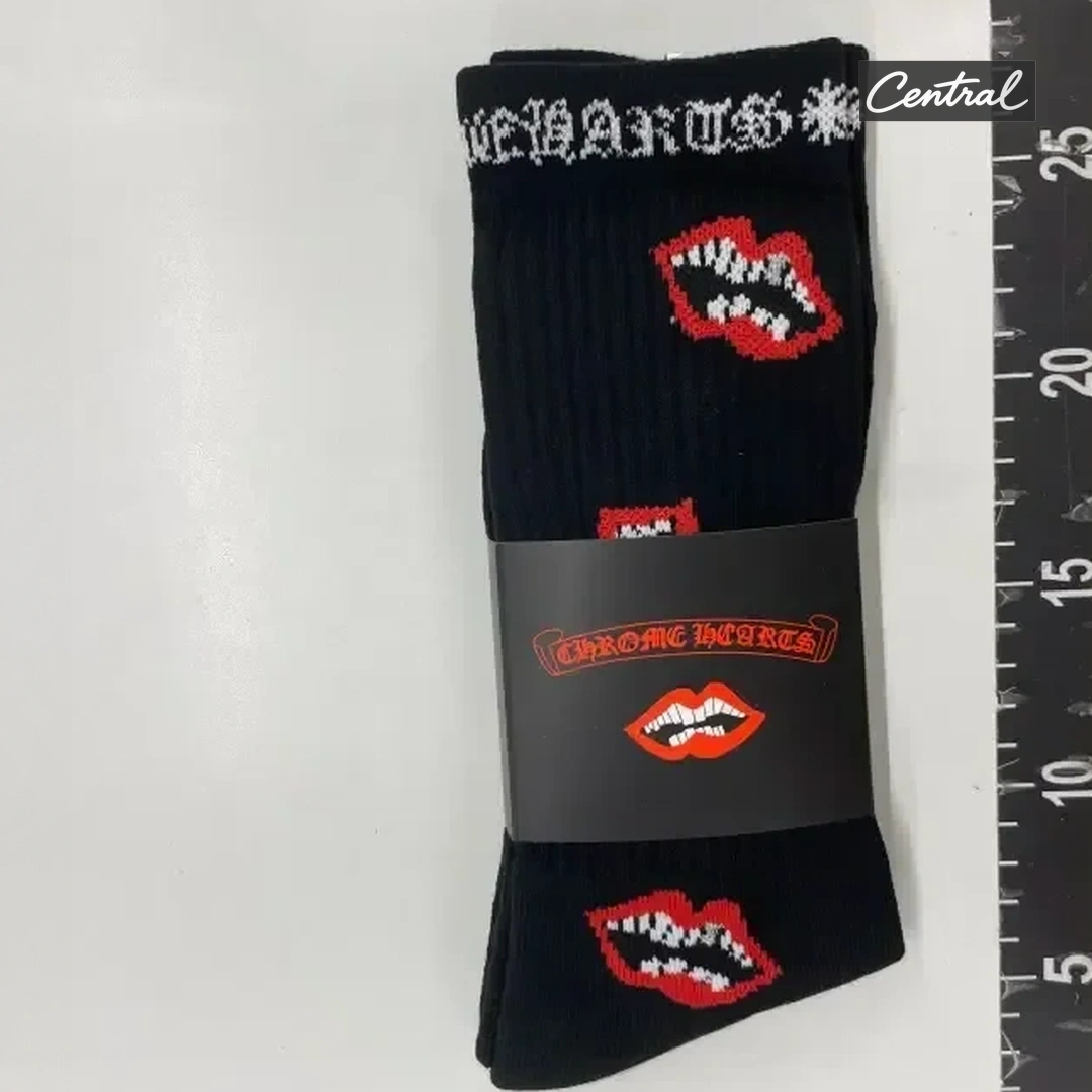 Chrome Hearts Socks - Red White lip style