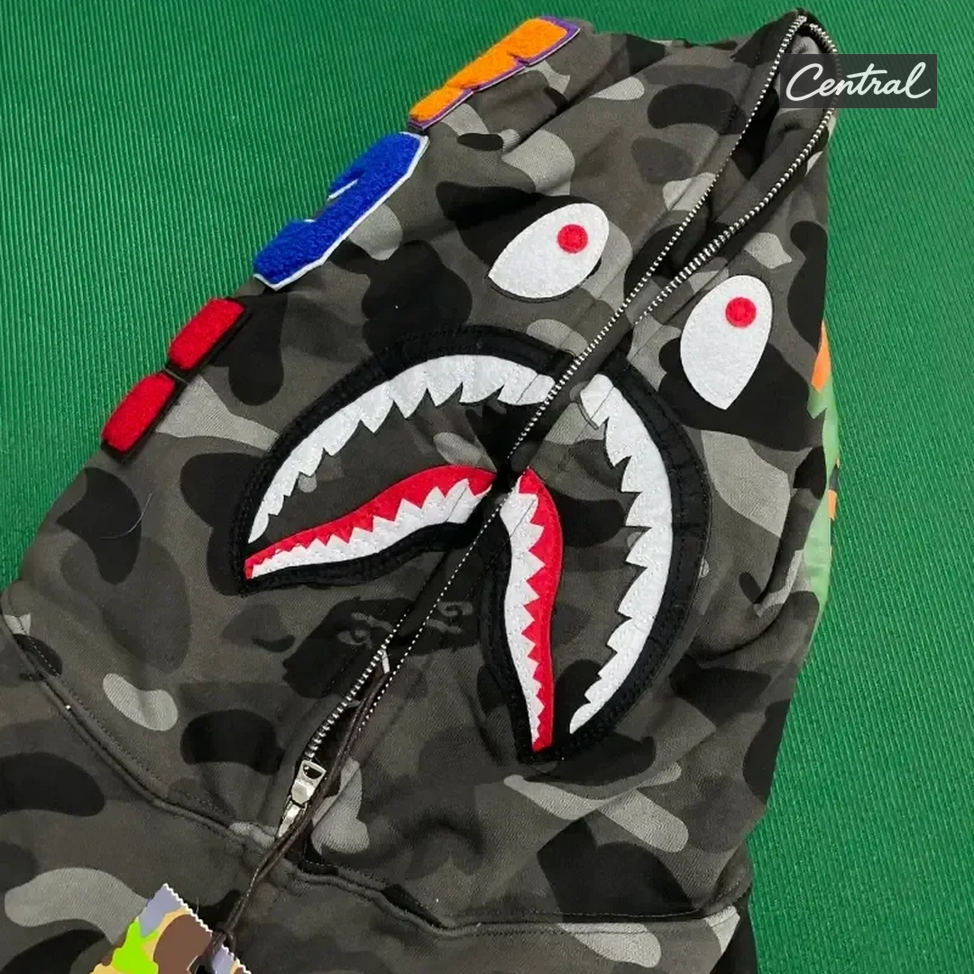 BAPE Full Zip Hoodie - Gray single cap