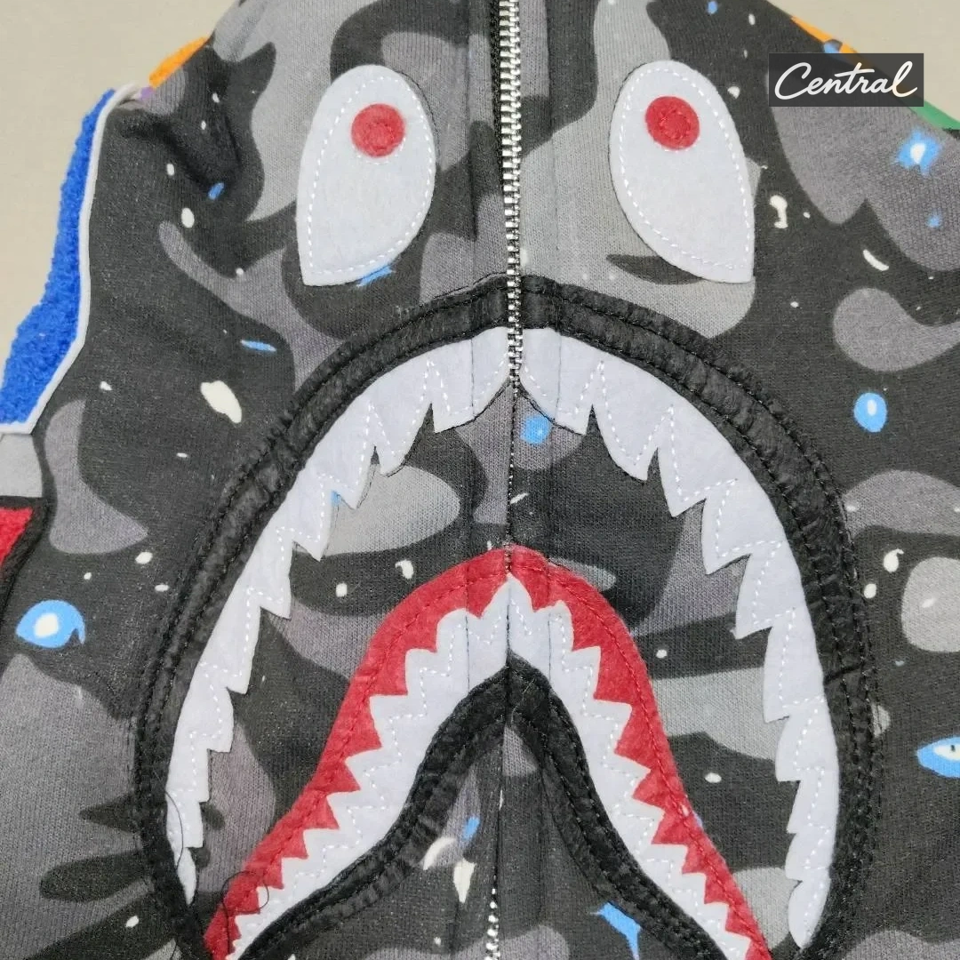 BAPE Full Zip Hoodie - starry sky black single cap
