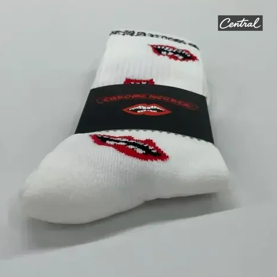 Chrome Hearts Socks - Red Black lip style