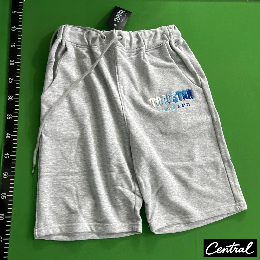 Trapstar Chenille Decoded Tshirt Short Set - Gray/White
