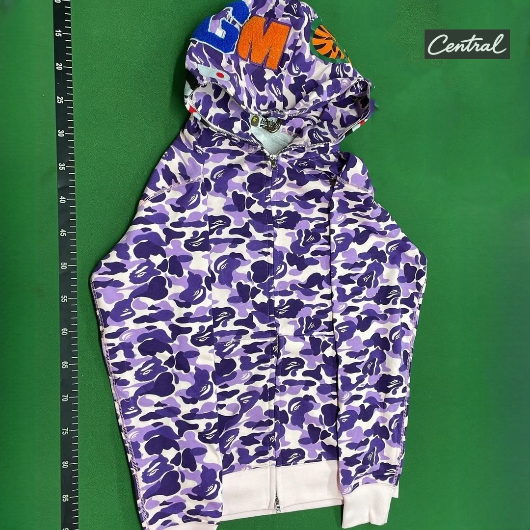 BAPE Full Zip Hoodie - Camouflage Purple Single Hat