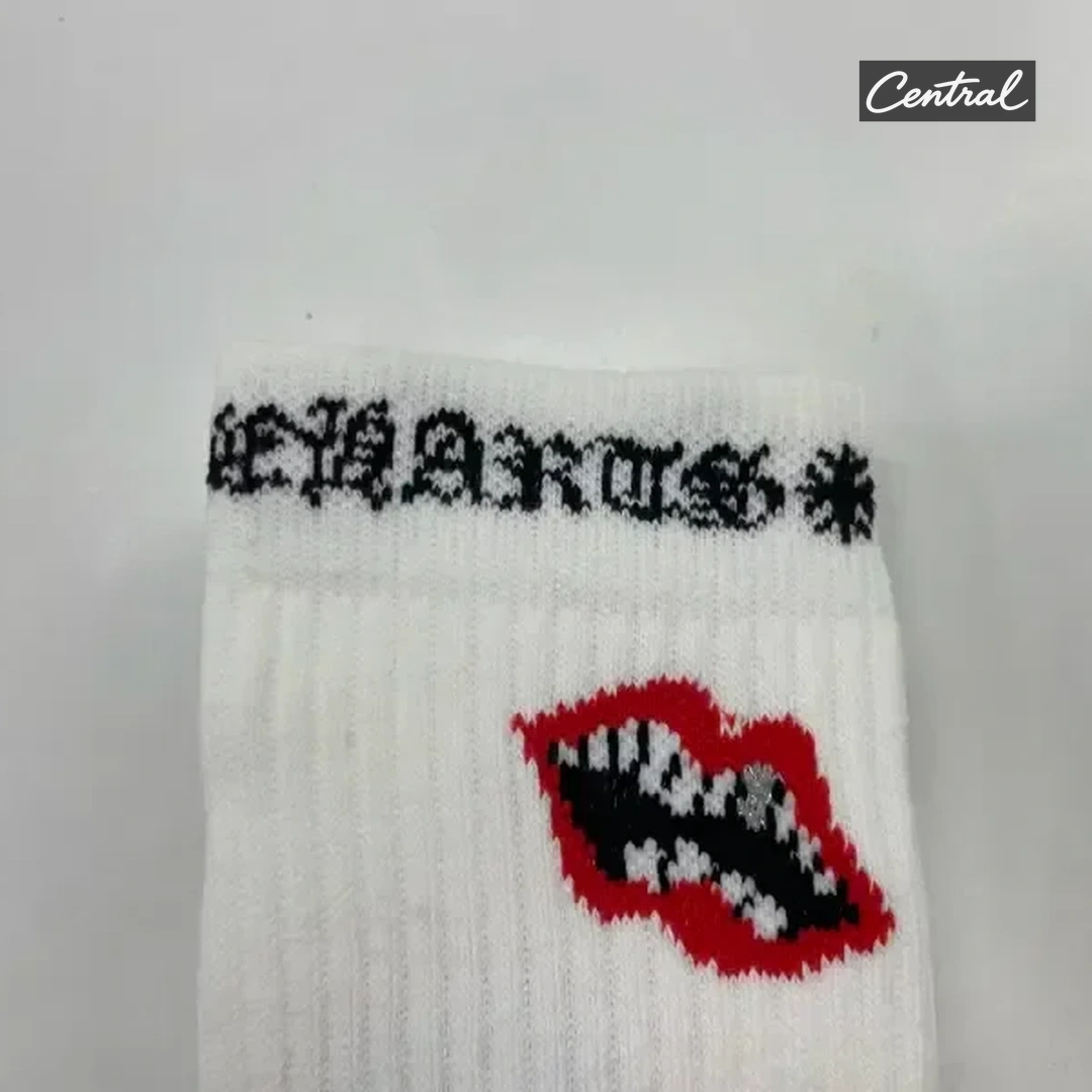Chrome Hearts Socks - Red Black lip style