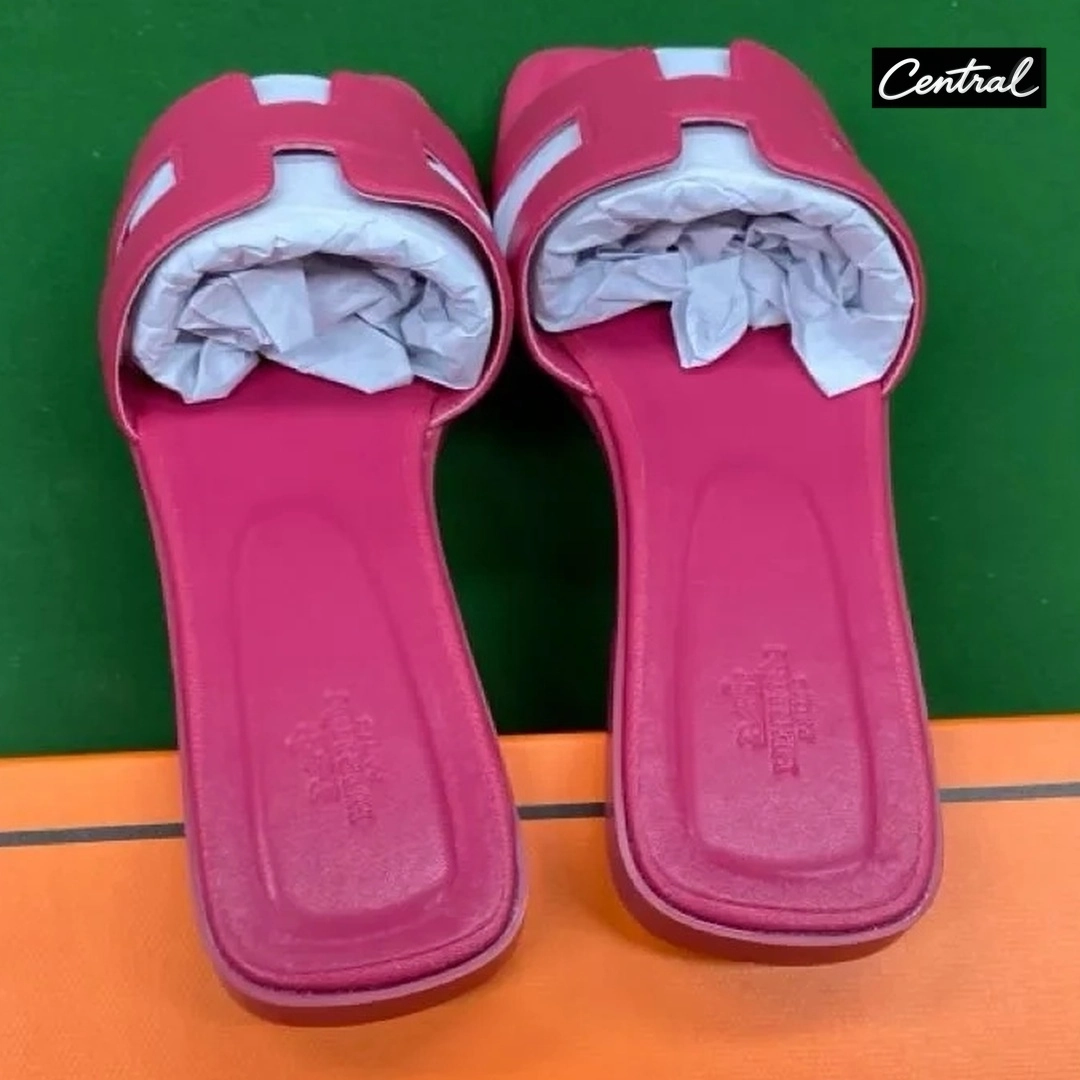 Hermès Oran Sandal - Palm lines rose red
