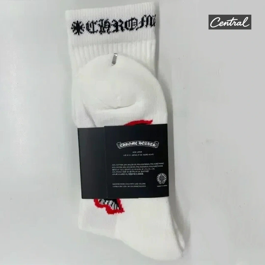 Chrome Hearts Socks - Red Black lip style